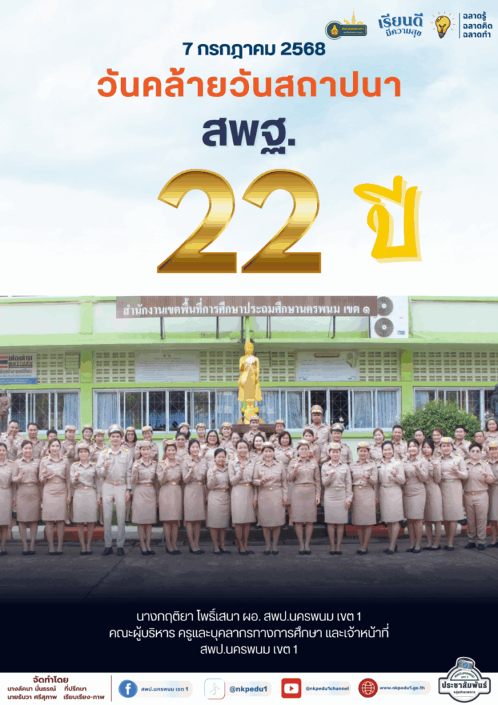 7 กรกฎาคม 2568วันคล้ายวันสถาปนาสำนักงานคณะกรรมการการศึกษาขั้นพื้นฐาน (สพฐ.) ครบรอบ 22 ปี 1 Info 2025