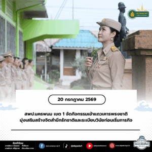 สพป.นครพนม เขต 1 จัดกิจกรรมเข้าแถวเคารพธงชาติ มุ่งเสริมสร้างจิตสำนึกรักชาติและระเบียบวินัยก่อนเริ่มภารกิจ 7 สพป.นครพนม เขต 1 จัดกิจกรรมเข้าแถวเคารพธงชาติ มุ่งเสริมสร้างจิตสำนึกรักชาติและระเบียบวินัยก่อนเริ่มภารกิจ