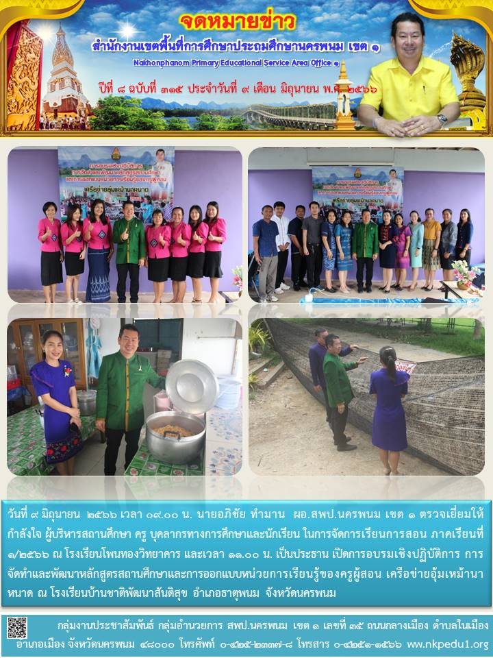 ตรวจเยี่ยมให้กำลังใจ ผู้บริหารสถานศึกษา ครู บุคลากรทางการศึกษาและนักเรียน ในการจัดการเรียนการสอน ภาคเรียนที่ 1/2566 1 จดหมายข่าว 17