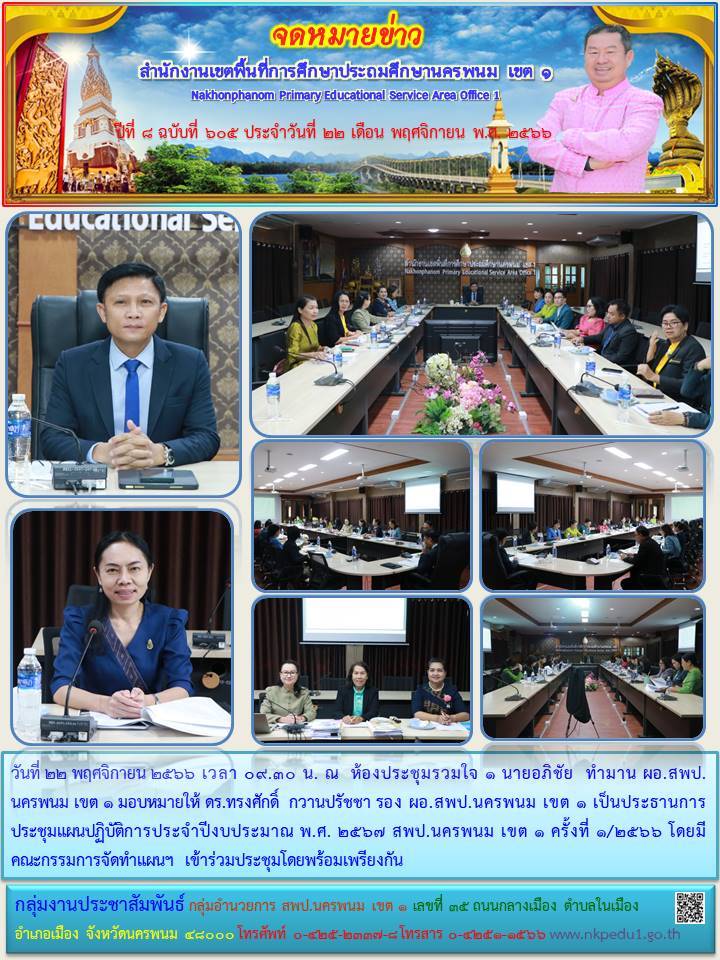 การประชุมแผนปฏิบัติการประจำปีงบประมาณ พ.ศ. 2567 สพป.นครพนม เขต 1 ครั้งที่ 1/2566 1 จดหมายข่าว 25