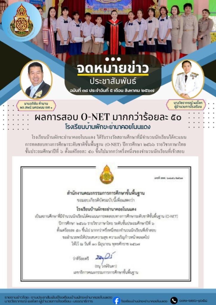 จดหมายข่าวโรงเรียน เดือน กรกฎาคม 1 Line Album ข่าวประชาสัมพันธ์โรงเรียนบ้านผักขะย่