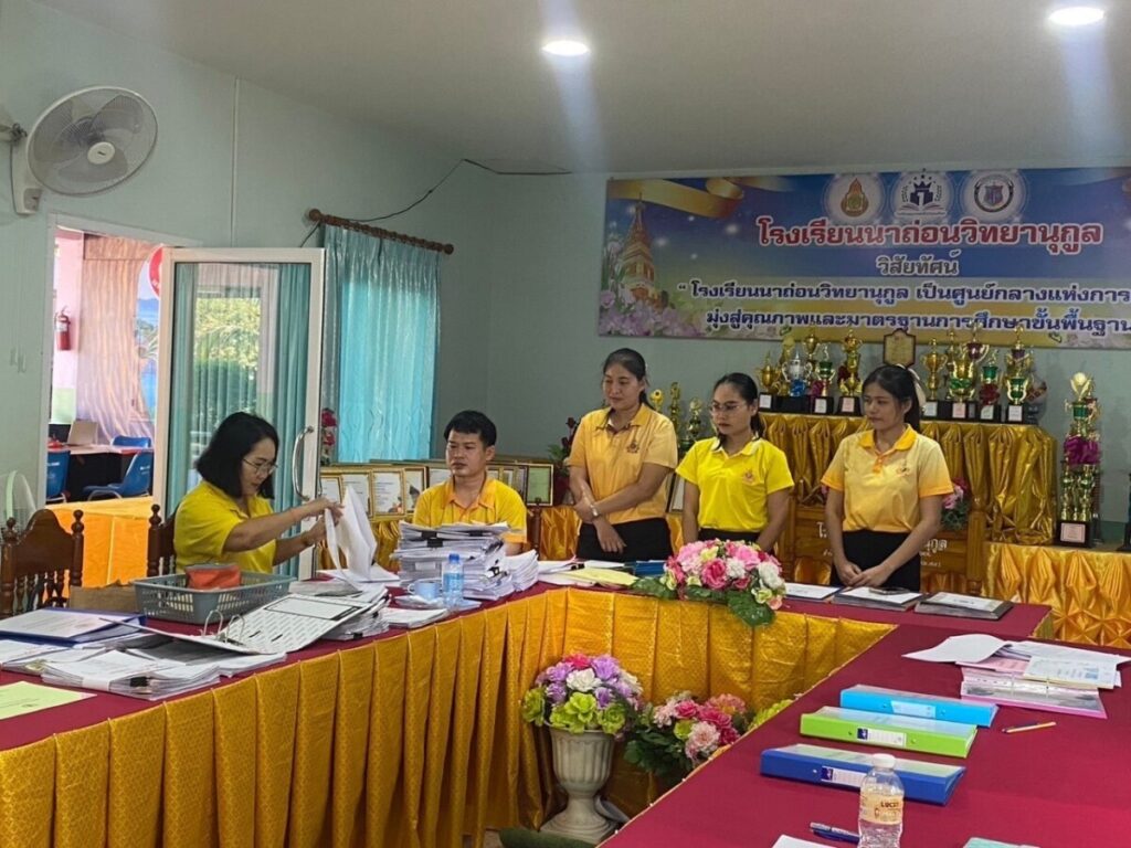 ตรวจสอบการเงิน การบัญชีพัสดุ และแผนการดำเนินงาน ตามแผนปฏิบัติงานประจำปี 2568 โรงเรียนนาถ่อนวิทยานุกูล 4 S 9650249 0